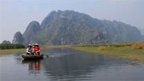 Rowing boat trip at Van Long Nature Reserve