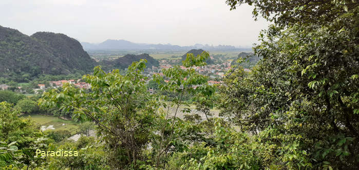 a bird eye's view of Hoa Lu Ancient Capital from the Ma Yen Mountain